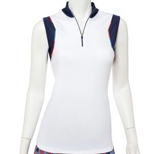 EP Pro Sleeveless Variegated Piping Trim Zip Mock Women's‎ Golf Polo- Size XL